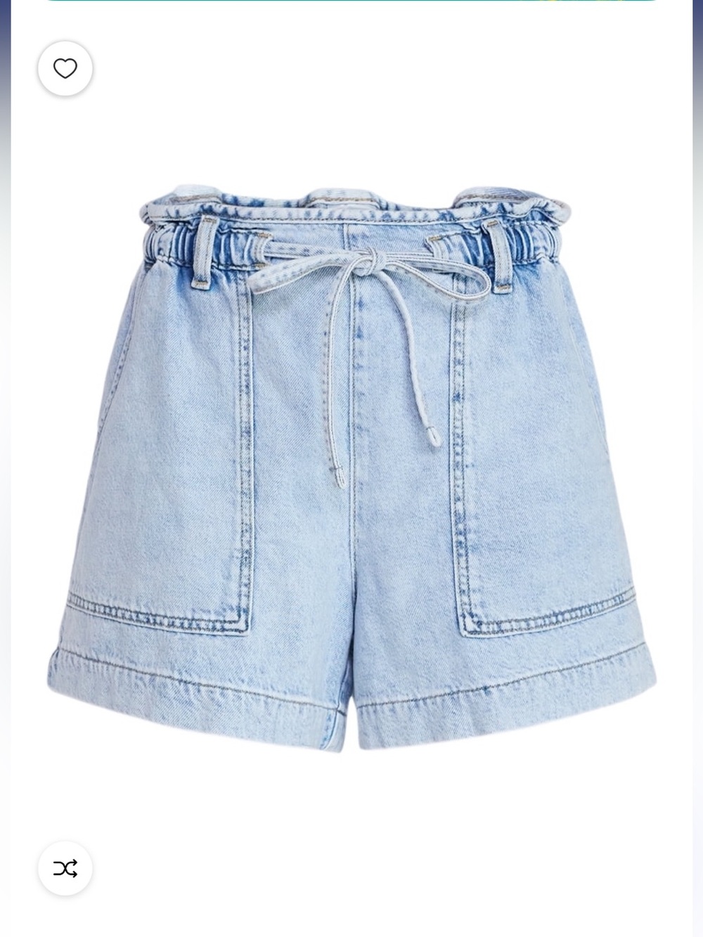 Time and Tru Light Blue Paperbag Denim Shorts with Tie